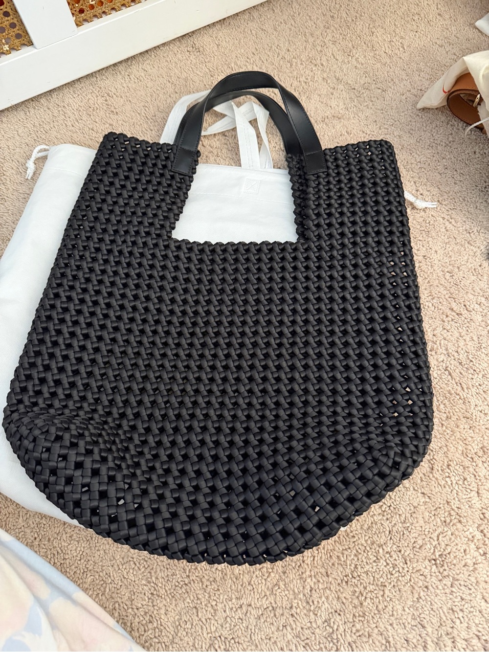 Italian Black Woven Tote